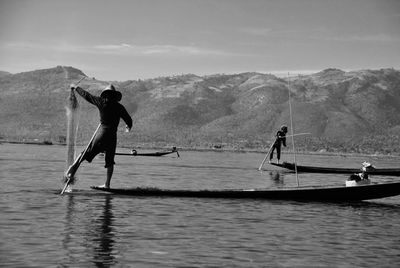 Fishermen fishing in inle lake