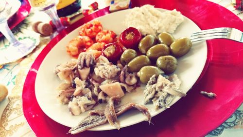 Close-up of served food in plate