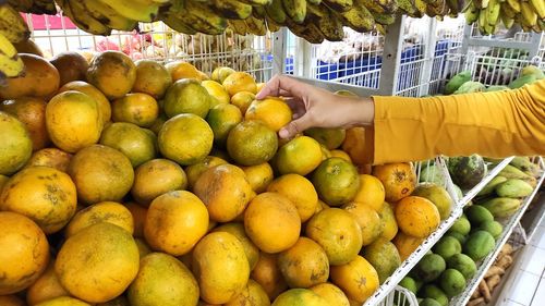 Close-up of fruits for sale at market stall