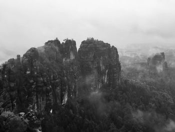 Panoramic view of rocky mountains against sky