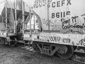 Abandoned train on railroad track