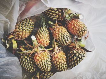 High angle view of fruits for sale at market stall