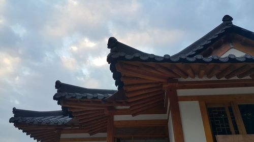Low angle view of temple against sky