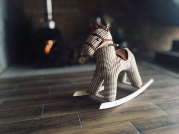 Rear view of toy horse swing