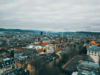 High angle view of townscape against sky