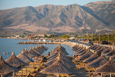 Panoramic view of tourist resort against sky