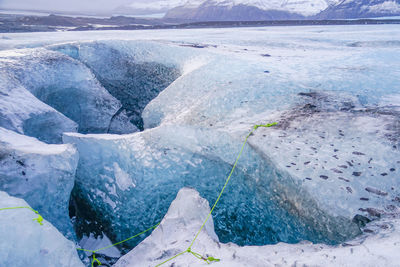 Aerial view of frozen landscape