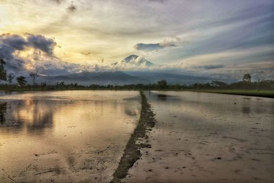 Scenic view of lake against sky