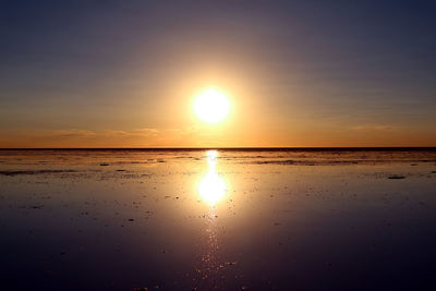 Scenic view of sea against sky at sunset