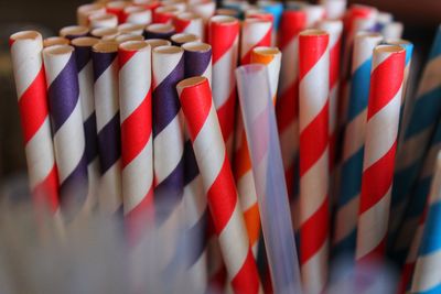 Close-up of drinking straws