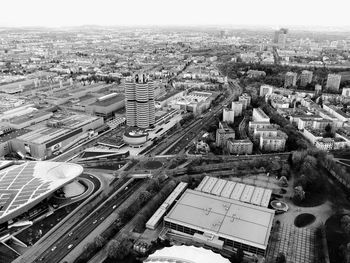 High angle view of cityscape against sky