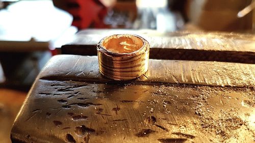 Close-up of coffee on table