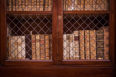 Window on wooden wall of building