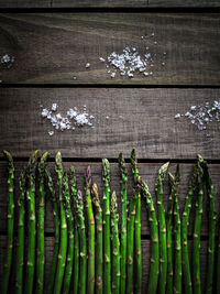 High angle view of vegetables on table