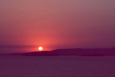 Scenic view of sea against clear sky during sunset