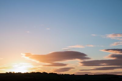 Scenic view of landscape against sky at sunset