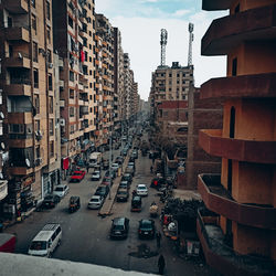 High angle view of city street