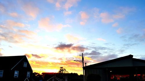 Low angle view of silhouette buildings against sky during sunset