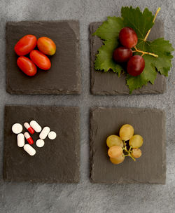 High angle view of tomatoes on table