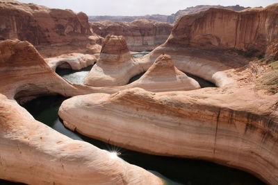 Low angle view of rock formations