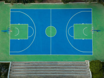 Aerial view of basketball court