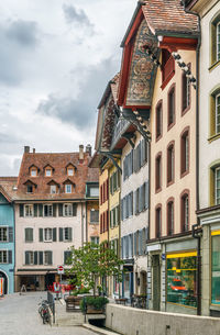 Street with historical houses in aarau old town, switzerland