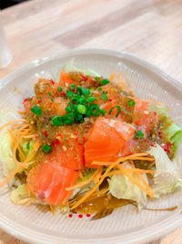 High angle view of meal served in plate