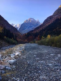 Scenic view of mountains against clear sky