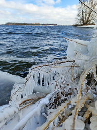 Scenic view of frozen sea against sky