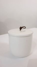 Close-up of tea cup on table