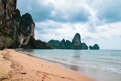 Scenic view of beach against sky