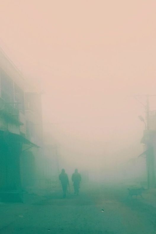 SILHOUETTE LANDSCAPE AGAINST SKY DURING FOGGY WEATHER