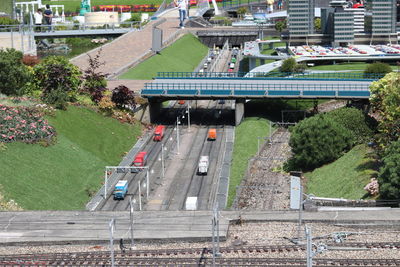 High angle view of bridge in city