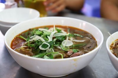 Close-up of soup in bowl