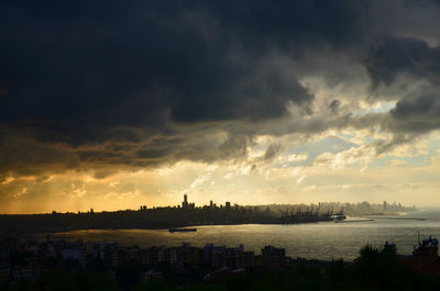 Scenic view of cloudy sky during sunset