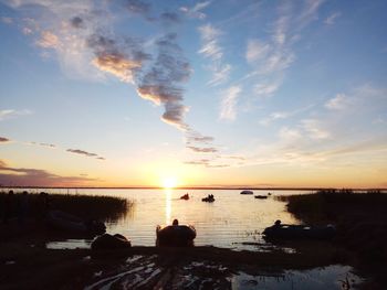 Scenic view of sunset over sea