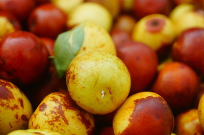 Full frame shot of apples for sale at market stall