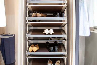 Low angle view of shoes at home