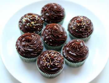 Close-up of cupcakes on plate