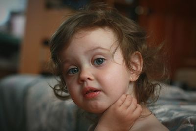 Close-up portrait of a toddler girl