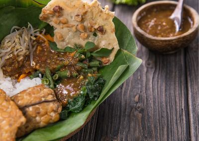 Close-up of food on table