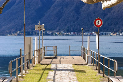 Landing stage on lake ceresio in bissone, canton ticino, switzerland.