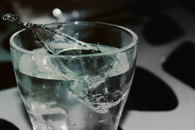 Close-up of water in glass on table