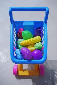 High angle view of toys on table