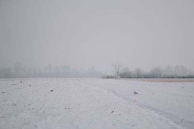 Scenic view of lake against sky during winter