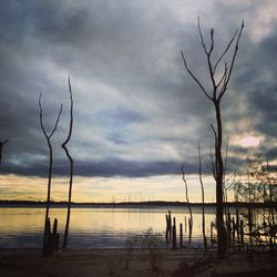 Scenic view of sea against cloudy sky