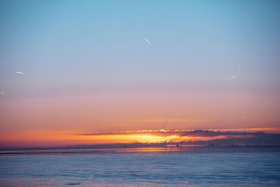 Scenic view of sea against sky at sunset