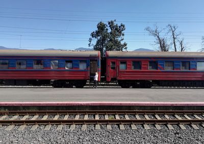 Train on railroad station platform