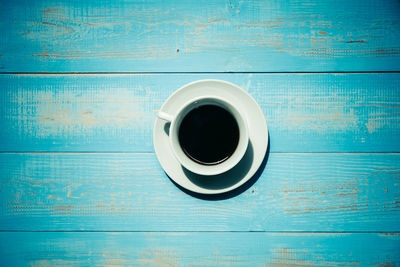 Directly above shot of black coffee on table