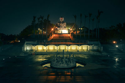 Illuminated building at night